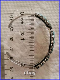 Vintage Stamped CBR Sterling Turquoise Petite Point Cluster Cuff SS Bracelet