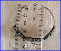 Vintage Stamped CBR Sterling Turquoise Petite Point Cluster Cuff SS Bracelet
