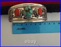 Vintage Sterling Silver 925 Bracelet Russian Woman's Jewelry Stones Rare Large