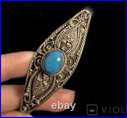 Vintage Sterling Silver 925 Bracelet Turquoise Women Jewelry Rare Old 16gr 20th