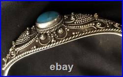 Vintage Sterling Silver 925 Bracelet Turquoise Women Jewelry Rare Old 16gr 20th