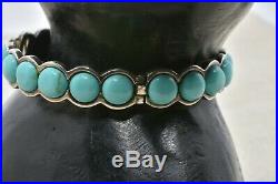 Vintage Sterling Silver Cabochon Turquoise Bangle Bracelet