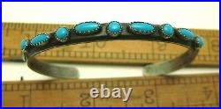 Vintage Sterling Silver Fred Harvey Era Turquoise Row Cuff Bracelet