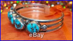Vintage Sterling Silver Old Pawn Morenci Turquoise Cuff Bracelet Native America
