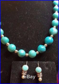 Vintage Sterling Silver Signed Carolyn Pollack Turquoise Necklace & Earrings