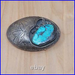 Vintage Sterling Silver Turquoise Belt Buckle