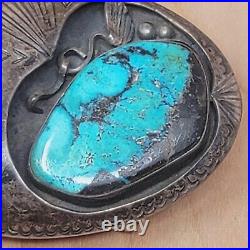 Vintage Sterling Silver Turquoise Belt Buckle