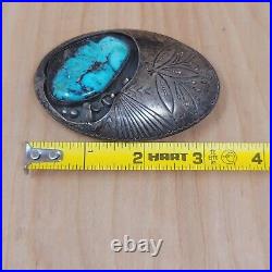 Vintage Sterling Silver Turquoise Belt Buckle