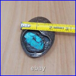 Vintage Sterling Silver Turquoise Belt Buckle