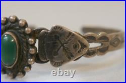 Vintage Sterling Silver & Turquoise Bracelet With Stamp Work 5.5 / 9.6 Gm