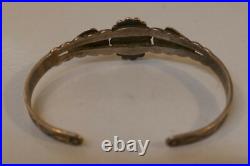 Vintage Sterling Silver & Turquoise Bracelet With Stamp Work 5.5 / 9.6 Gm