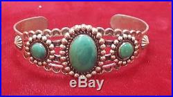 Vintage Sterling Silver Turquoise Native American Cuff Bracelet Southwestern