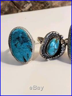 Vintage Sterling Silver Turquoise Navajo Native American 925 Signed Ring Lot