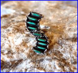 Vintage Sterling Silver Turquoise Needle Point Native American Ring Size 5.5