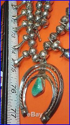 Vintage Sterling Silver Turquoise Squash Blossom Naja Necklace Native American