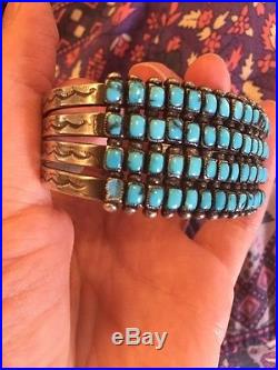 Vintage Sterling Silver Turquoise Zuni Cuff Bracelet