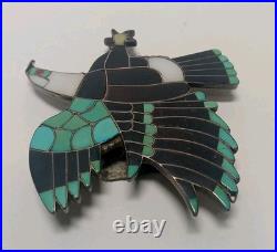 Vintage Sterling Silver Zuni Eagle Bolo Turquoise Black Onyx Inlaid Vintage Sterling Silver Zuni Eagle Bolo Turquoise Black Onyx Inlaid