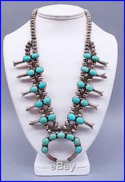 Vintage Sterling Silver and Turquoise Native American Squash Blossom