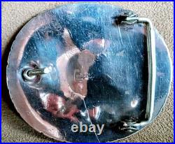 Vintage Tommy Moore Navajo Sterling Silver Morenci Turquoise Cluster Belt Buckle