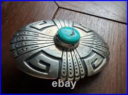 Vintage Tommy Thomas Singer Navajo Sterling Silver & Turquoise Belt Buckle