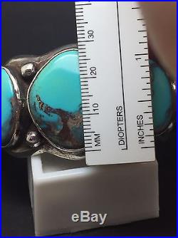 Vintage True Bisbee Turquoise Cuff Old Pawn Indian Jewelry Sterling Silver Wow