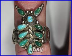 Vintage Turquoise Size 5 1/2 Sterling Silver Signed Ring Native American