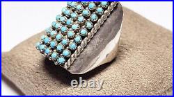 Vintage Turquoise Size 6 3/4 Sterling Silver Signed Haloo Ring Native American