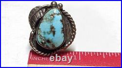 Vintage Turquoise Size 6 3/4 Sterling Silver Signed Ring Native American