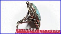 Vintage Turquoise Size 6 3/4 Sterling Silver Signed Ring Native American