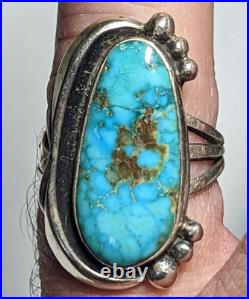 Vintage Turquoise Size 7 Sterling Silver Signed Ring Native American