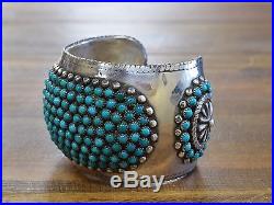 Vintage Turquoise Snake Eye Sterling Silver Cuff Bracelet HEAVY