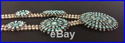 Vintage Turquoise & Sterling Silver Cluster Necklace Native American Indian
