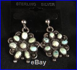 Vintage Turquoise & Sterling Silver Squash Blossom Necklace Set Dead Pawn