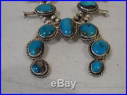 Vintage Turquoise Sterling Silver Squash Blossom Necklace and Ring