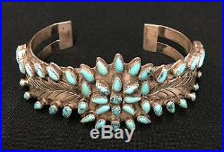 Vintage Turquoise & Sterling Silver Squash Blossom Set Dead Pawn 3 Pieces