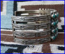 Vintage Zuni Navajo 48 Turquoise Snake Eyes Sterling Silver Bracelet