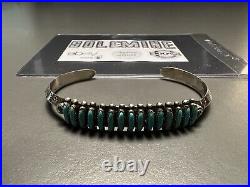 Vintage Zuni Needlepoint 15 Stone Sterling Silver Turquoise Cuff Bracelet Paloma