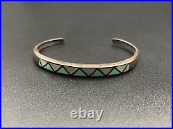 Vintage Zuni Sterling Silver MOP Turquoise Bracelet Cuff