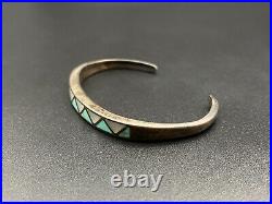 Vintage Zuni Sterling Silver MOP Turquoise Bracelet Cuff