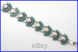 Vintage Zuni Sterling Silver Needlepoint Turquoise Bracelet