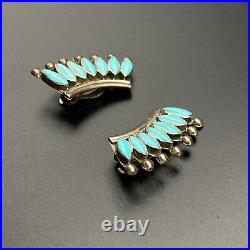 Vintage Zuni Sterling Silver Turquoise Clip On Earring