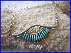Vintage Zuni Sterling Silver Turquoise Necklace RE50ZZ3