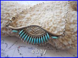 Vintage Zuni Sterling Silver Turquoise Necklace RE50ZZ3