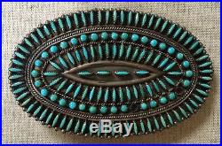 Vintage Zuni Sterling Silver Turquoise Needlepoint Concho Belt SIGNED