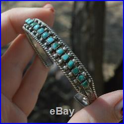 Vintage Zuni Sterling Silver and Turquoise Row Bracelet