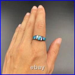 Vintage Zuni Turquoise Lab Opal Sterling Silver Ring Size 9