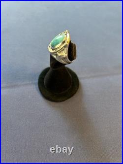 Vintage sterling silver Navajo men's turquoise horseshoe horseheads ring 10 1/2 Vintage sterling silver Navajo men's turquoise horseshoe horseheads ring 10 1/2