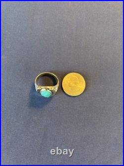 Vintage sterling silver Navajo men's turquoise horseshoe horseheads ring 10 1/2 Vintage sterling silver Navajo men's turquoise horseshoe horseheads ring 10 1/2