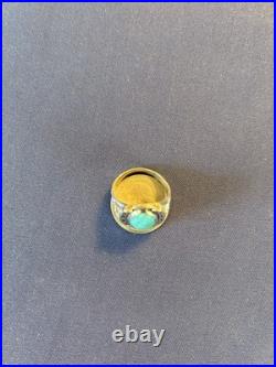 Vintage sterling silver Navajo men's turquoise horseshoe horseheads ring 10 1/2 Vintage sterling silver Navajo men's turquoise horseshoe horseheads ring 10 1/2