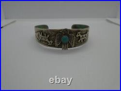 Vintage sterling silver turquoise cuff bracelet